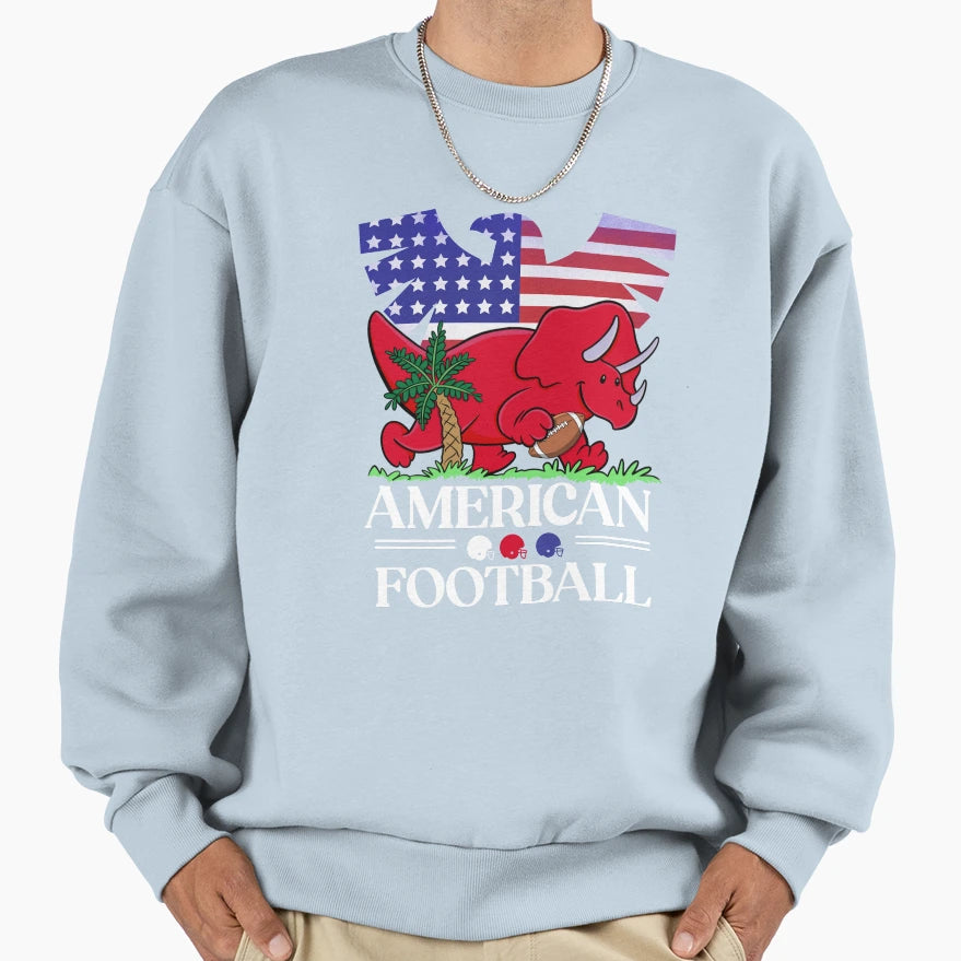 Funny Dinosaur Love American Football Sweatshirt - Graphic Print Men Women - T-Shirt, Sweatshirt, Hoodie