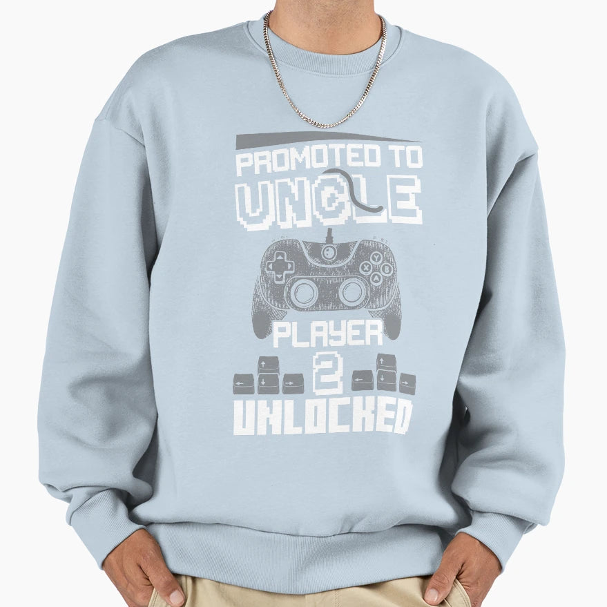 Promoted To Uncle Player 2 Unlock New T-Shirt - Unique Graphic Men Women - T-Shirt, Sweatshirt, Hoodie