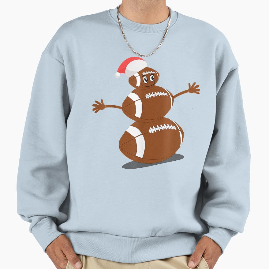 Football Sports Snowman Holiday T-Shirt - Custom Art Print Unisex - T-Shirt, Sweatshirt, Hoodie