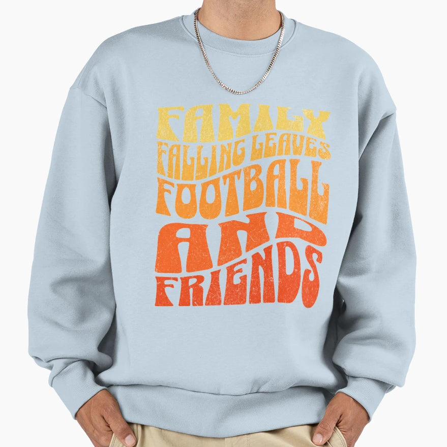 Fall Falling Leaves Football Friends Sweatshirt - Custom Art Print Unisex - T-Shirt, Sweatshirt, Hoodie