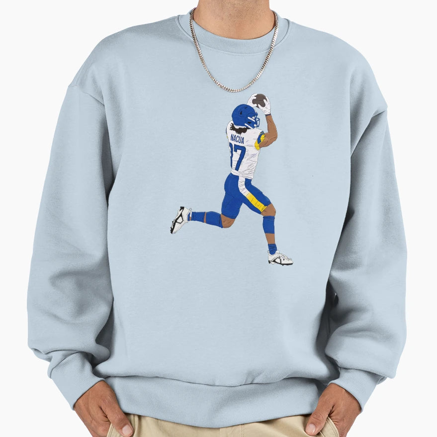 Puka Nacua Leaping Catch Sweatshirt - Aesthetic Graphic Unisex - T-Shirt, Sweatshirt, Hoodie