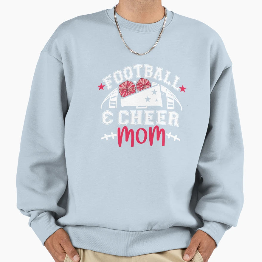 Football And Cheer Mom Cheerleading Sweatshirt - Trendy Graphic Men Women - T-Shirt, Sweatshirt, Hoodie