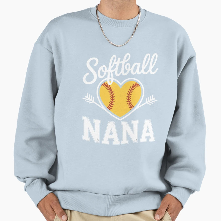 Softball Nana Sweatshirt - Custom Art Print for Adults - T-Shirt, Sweatshirt, Hoodie