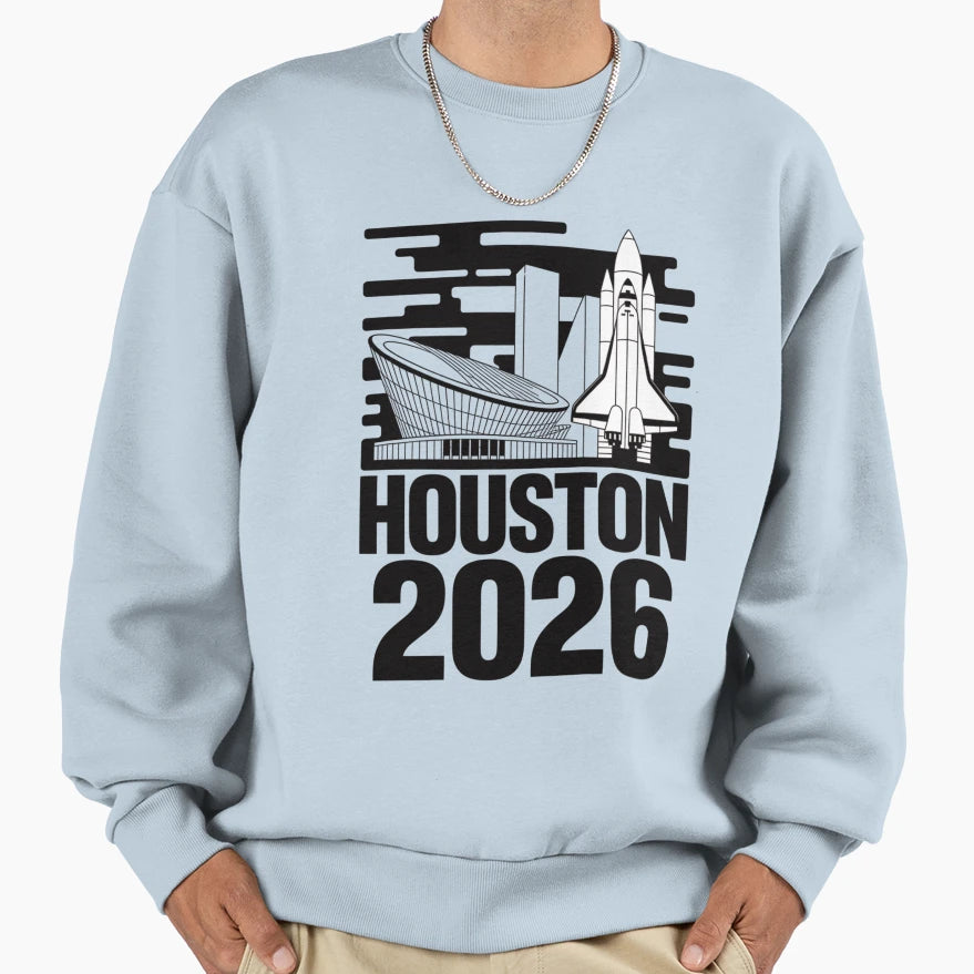 Houston 2026 Space Shuttle Football V1 T-Shirt - Custom Art Print Men Women - T-Shirt, Sweatshirt, Hoodie