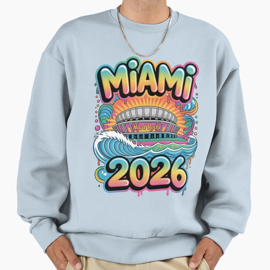 Miami 2026 Ocean Wave Football V3 T-Shirt - Aesthetic Graphic Unisex - T-Shirt, Sweatshirt, Hoodie