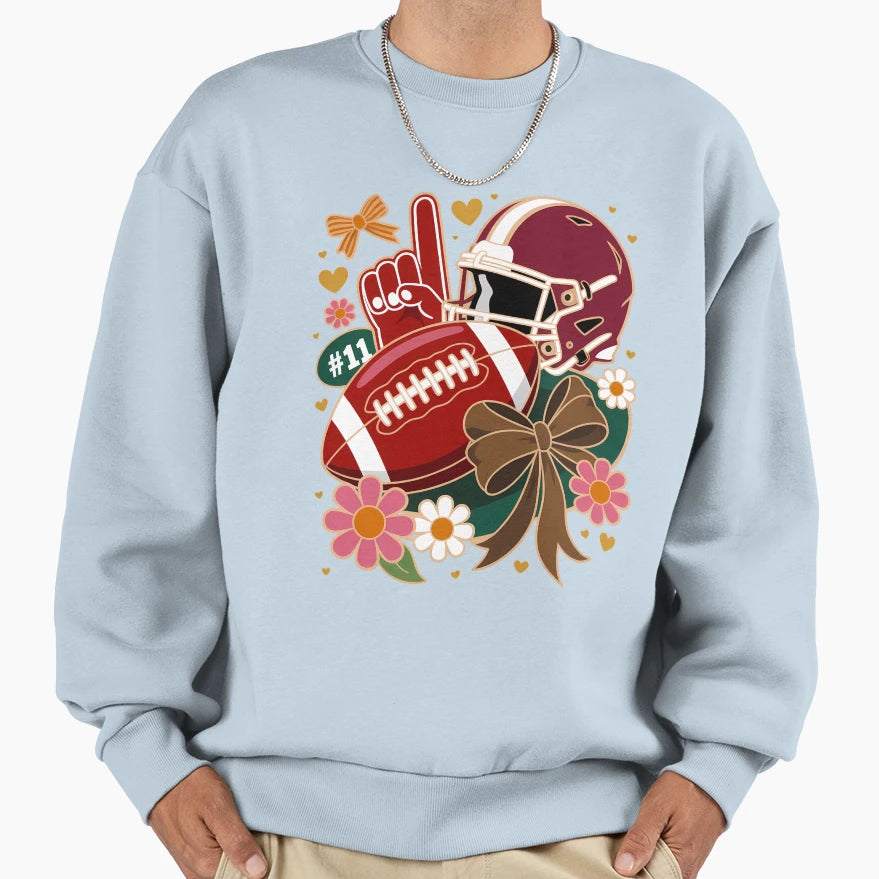 Football Coquette Flower Game Day Sweatshirt - Minimalist Print for Adults - T-Shirt, Sweatshirt, Hoodie