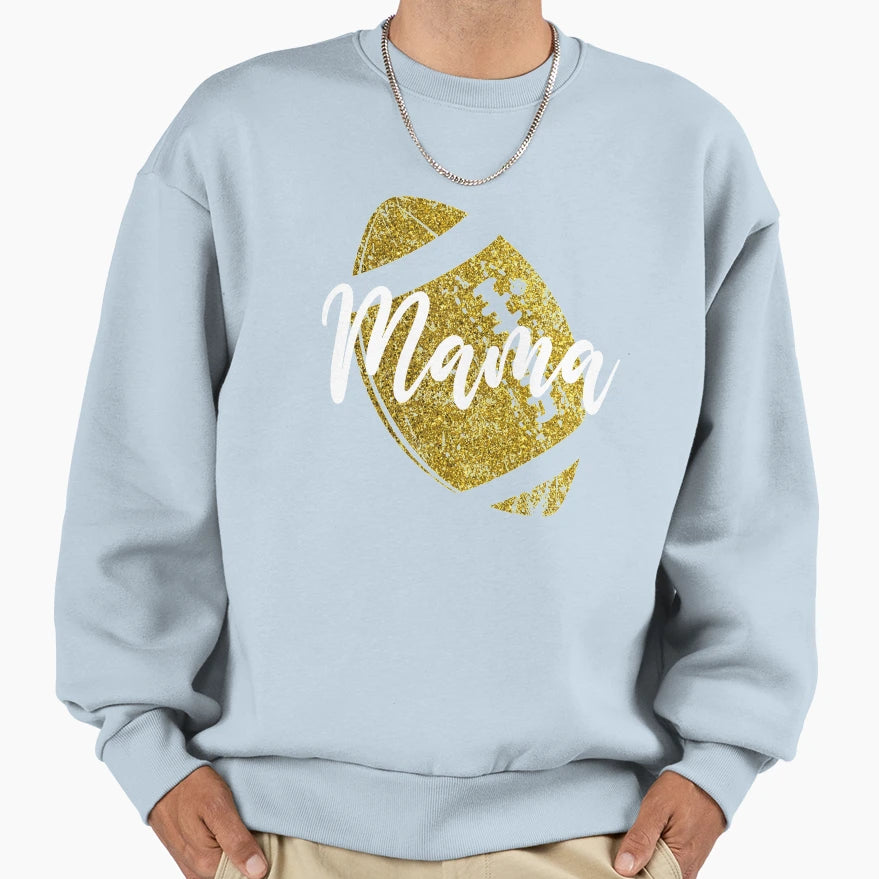 Mama Football American Glitter Rugby Sweatshirt - Custom Art Print Unisex - T-Shirt, Sweatshirt, Hoodie
