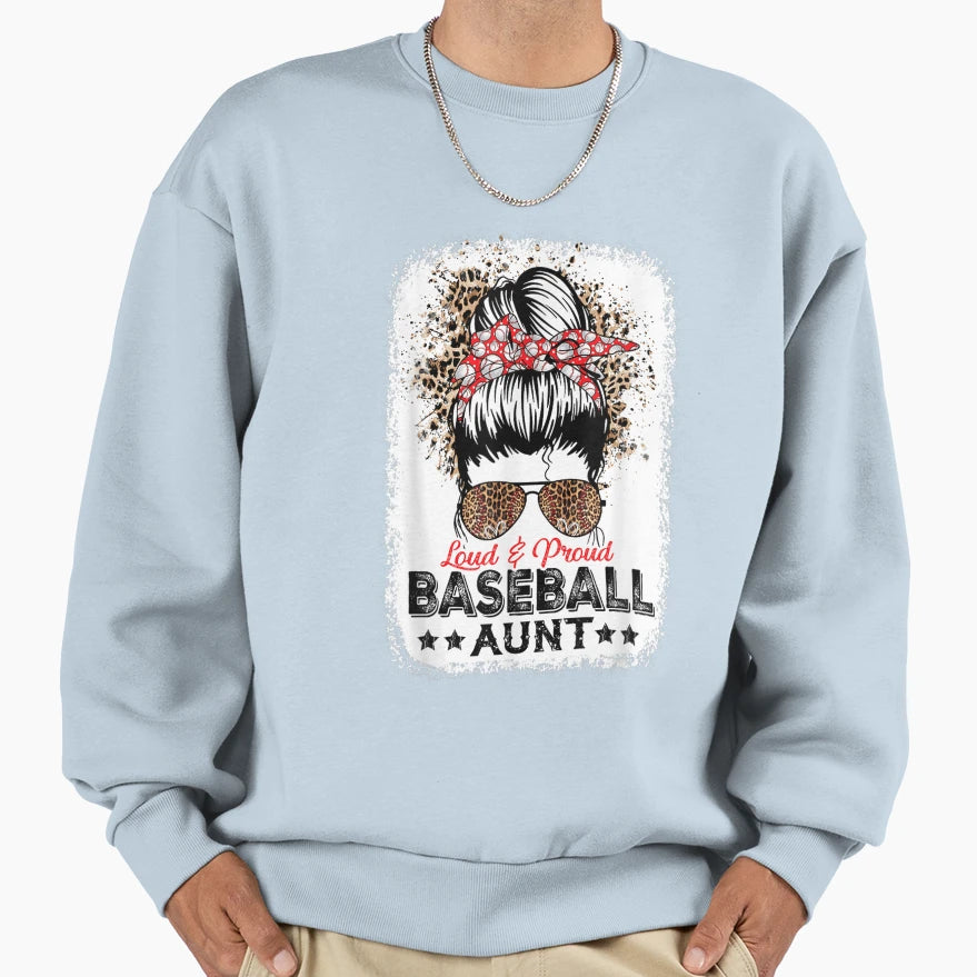 Loud Proud Baseball Aunt Life Messy Bun T-Shirt - Custom Art Print Unisex - T-Shirt, Sweatshirt, Hoodie