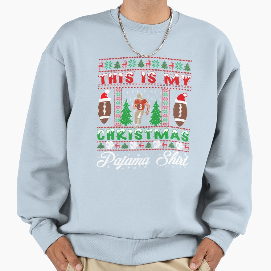 Football Ball Santa Hat Funny Sweatshirt - Fun Novelty Design Men Women - T-Shirt, Sweatshirt, Hoodie