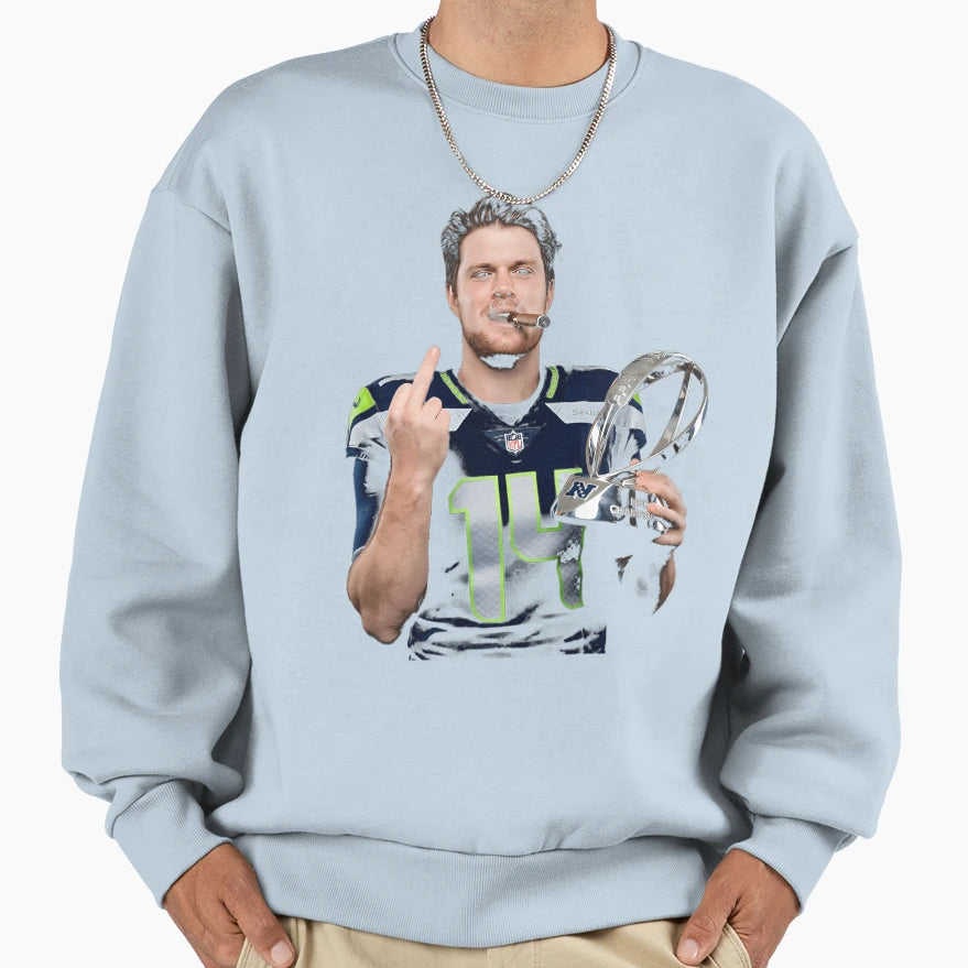 Sam Darnold Trophy Flipping It Sweatshirt - Novelty Apparel for Adults - T-Shirt, Sweatshirt, Hoodie