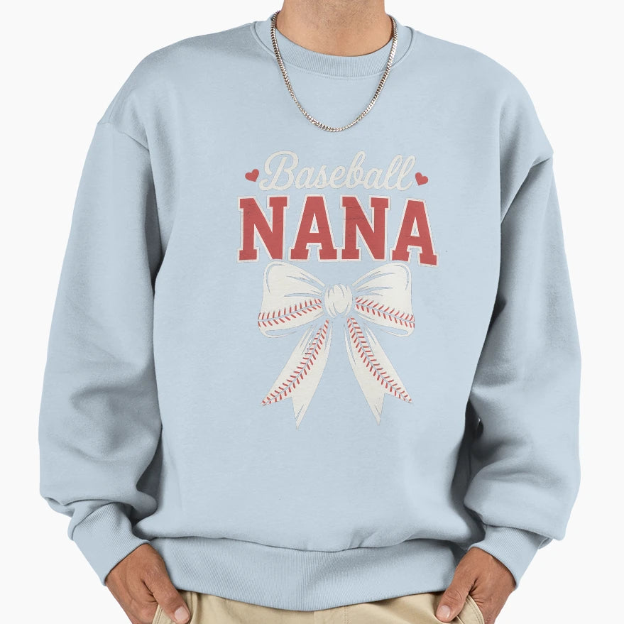 Baseball Nana Coquette Bow Game Day Sweatshirt - Custom Art Print Unisex - T-Shirt, Sweatshirt, Hoodie