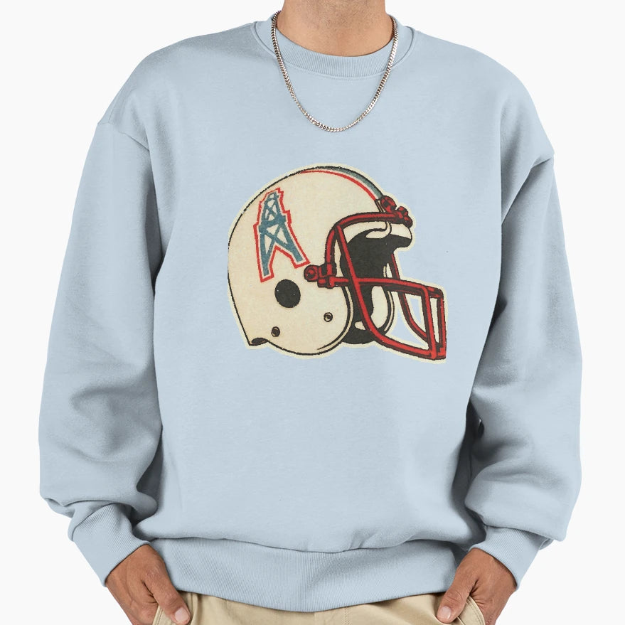 Oilers Helmet Distressed Sweatshirt - Minimalist Print Men Women - T-Shirt, Sweatshirt, Hoodie