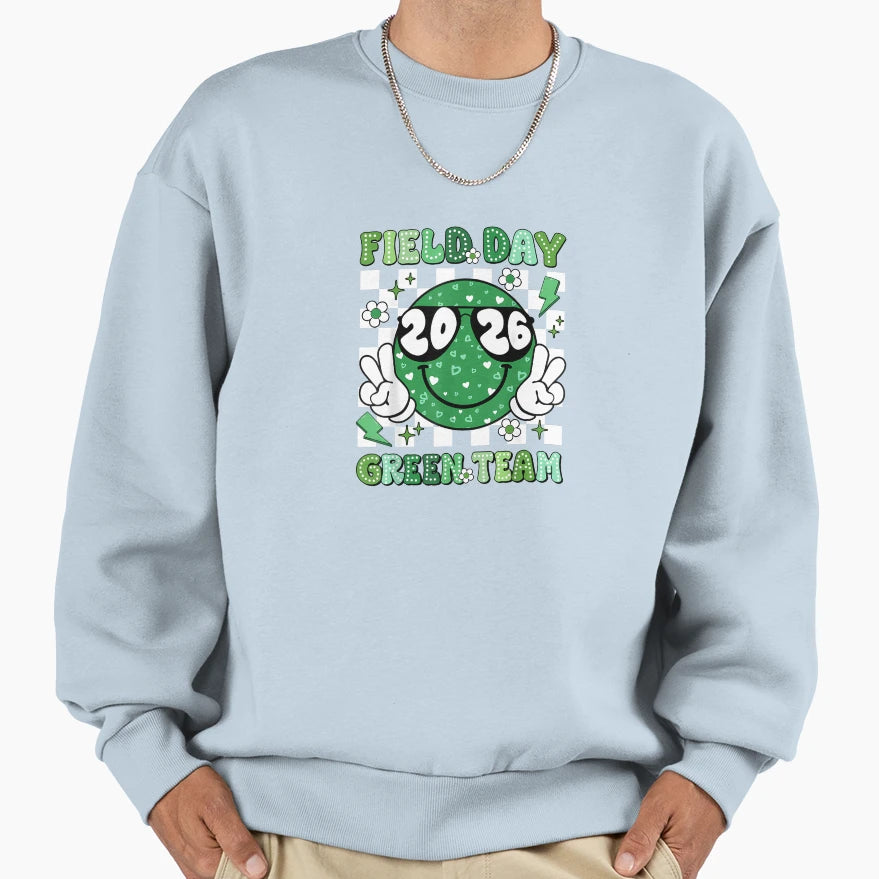 Field Day Green Team 2026 Let Games Sweatshirt - Trendy Graphic for Adults - T-Shirt, Sweatshirt, Hoodie