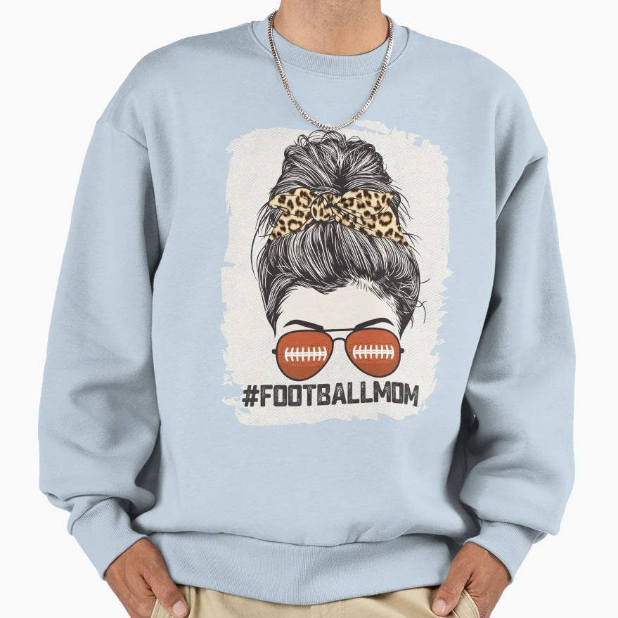 Bleached Football Mom Messy Bun Sweatshirt - Novelty Apparel Men Women - T-Shirt, Sweatshirt, Hoodie