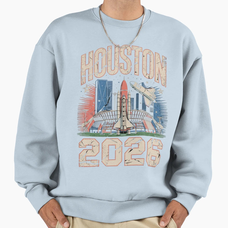 Houston 2026 Space Shuttle Football T-Shirt - Custom Art Print for Adults - T-Shirt, Sweatshirt, Hoodie