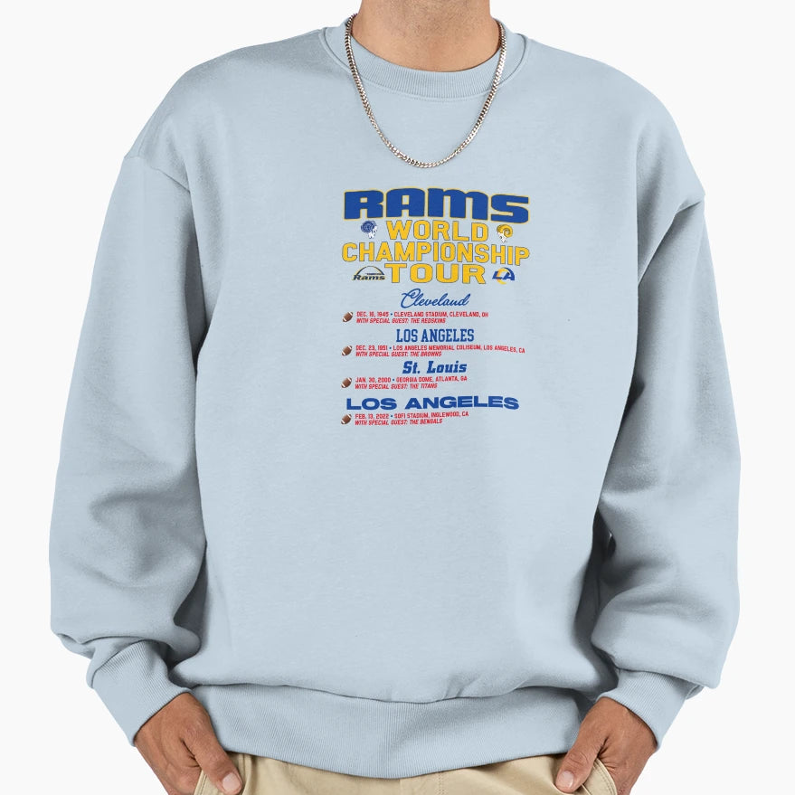 Rams World Champs Tour Sweatshirt - Minimalist Print Unisex - T-Shirt, Sweatshirt, Hoodie