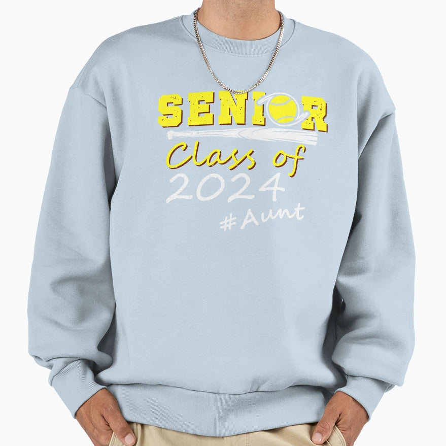 Senior Aunt Class 2024 Softball Proud Sweatshirt - Trendy Graphic Unisex - T-Shirt, Sweatshirt, Hoodie