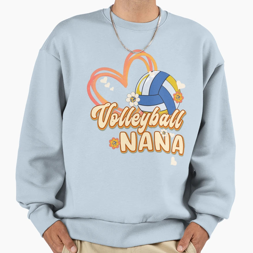 Volleyball Nana Floral Heart Sweatshirt - Aesthetic Graphic Unisex - T-Shirt, Sweatshirt, Hoodie