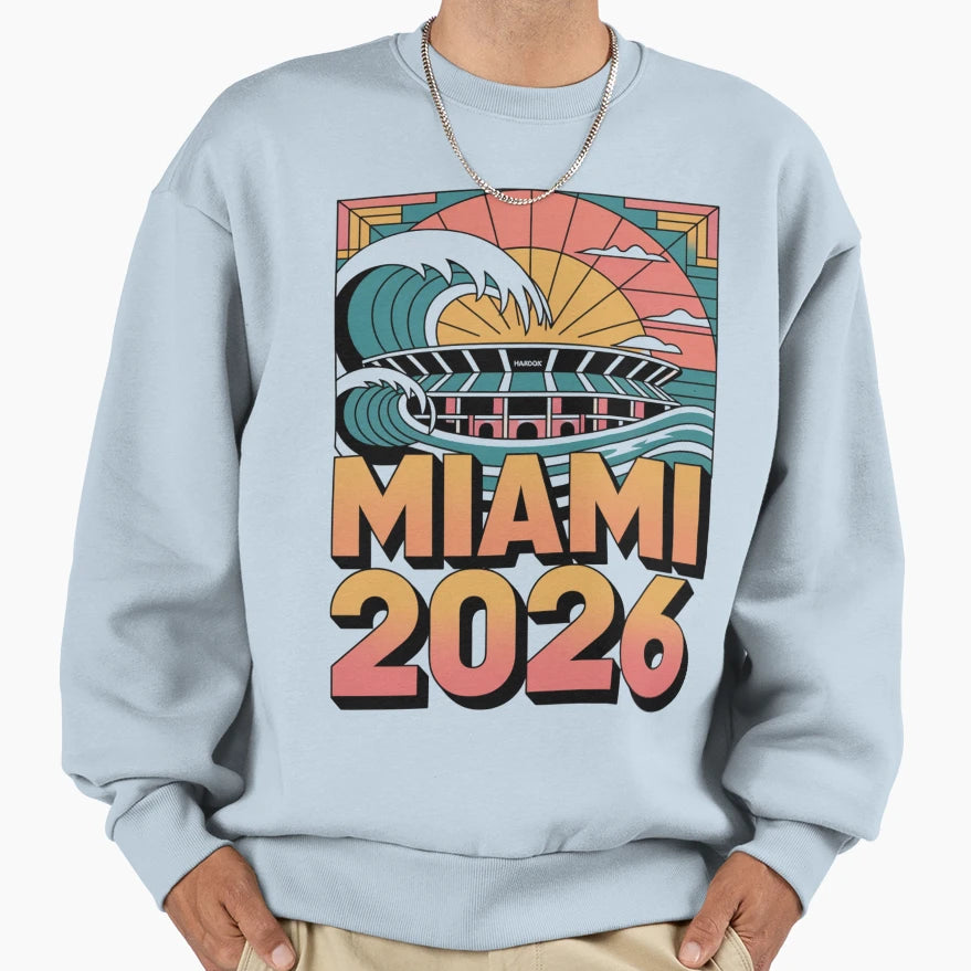 Miami 2026 Ocean Wave Football V20 T-Shirt - Custom Art Print Unisex - T-Shirt, Sweatshirt, Hoodie