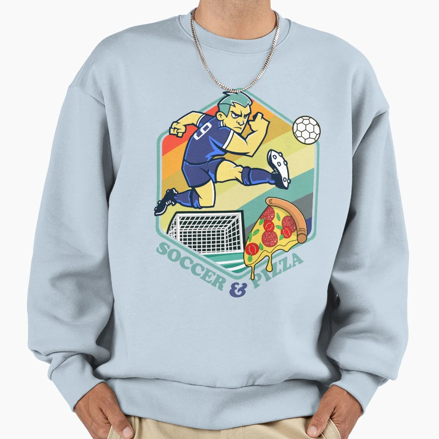 Soccer Football Pizza Sweatshirt - Minimalist Print Men Women - T-Shirt, Sweatshirt, Hoodie