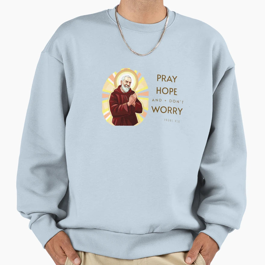 Padre Pio Zero Concern Sweatshirt - Minimalist Print for Adults - T-Shirt, Sweatshirt, Hoodie