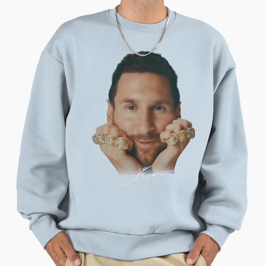 Lionel Messi 8 Ballon Dor Gold Rings Sweatshirt - Trendy Graphic Unisex - T-Shirt, Sweatshirt, Hoodie