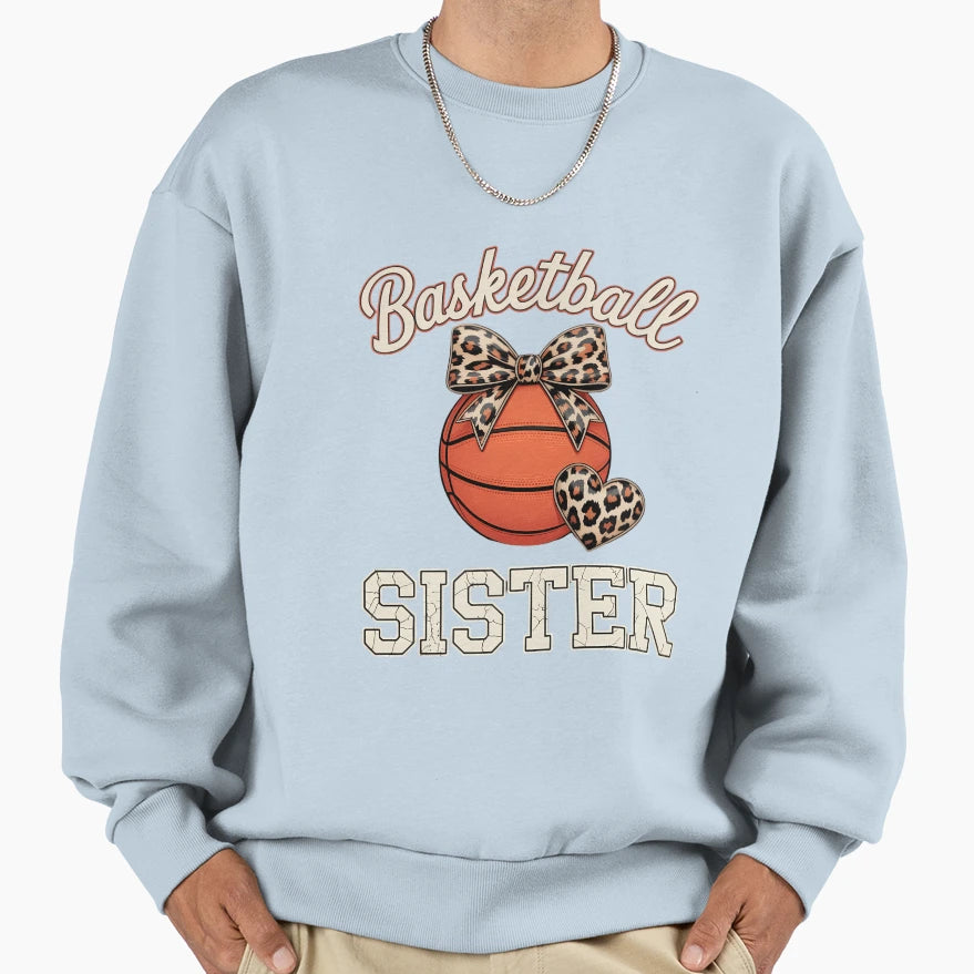 Basketball Sister Bandana Leopard Sweatshirt - Minimalist Print Unisex - T-Shirt, Sweatshirt, Hoodie