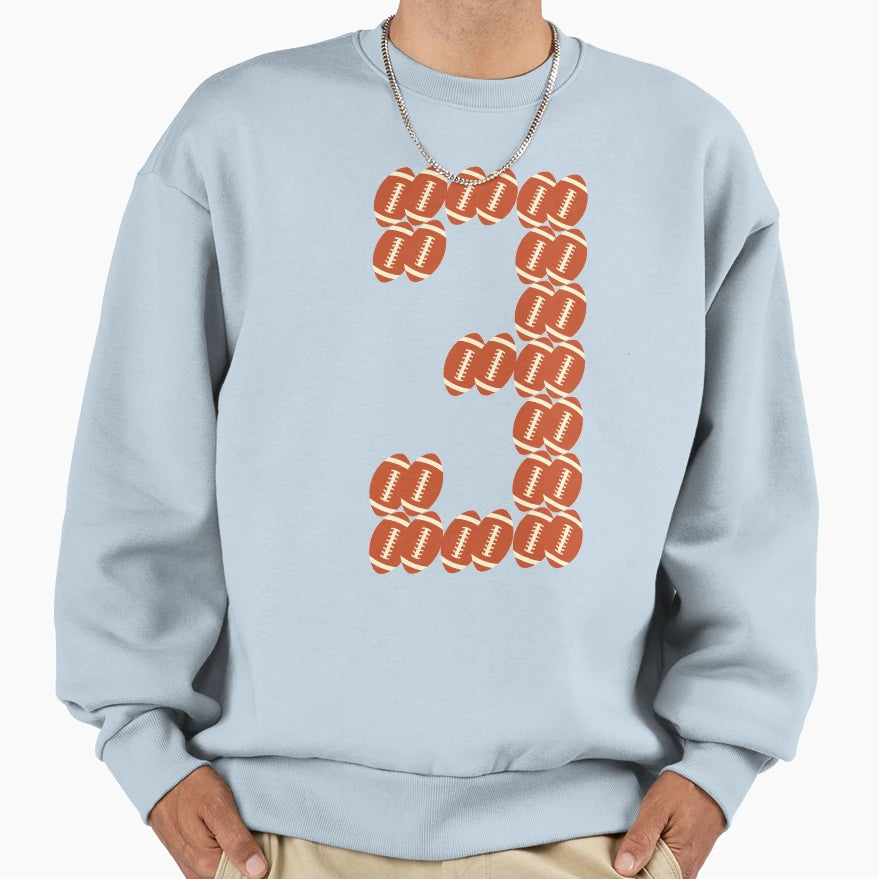 Player Number 3 Three American Sweatshirt - Fun Novelty Design Men Women - T-Shirt, Sweatshirt, Hoodie