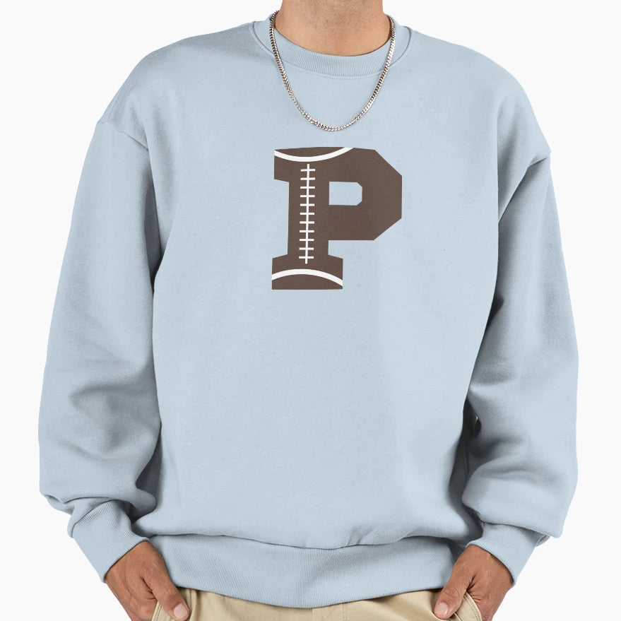 Personalized Football Initial P Sweatshirt - Aesthetic Graphic Men Women - T-Shirt, Sweatshirt, Hoodie
