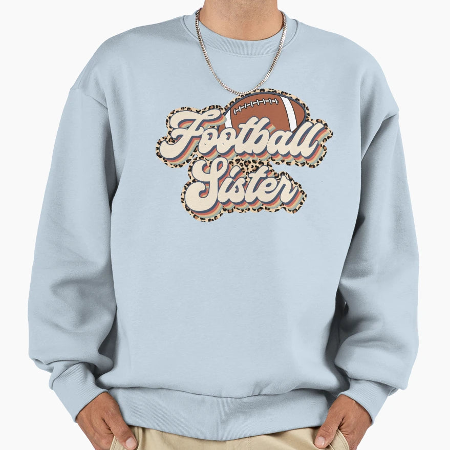 Leopard Football Sister Gifts Sweatshirt - Aesthetic Graphic Men Women - T-Shirt, Sweatshirt, Hoodie