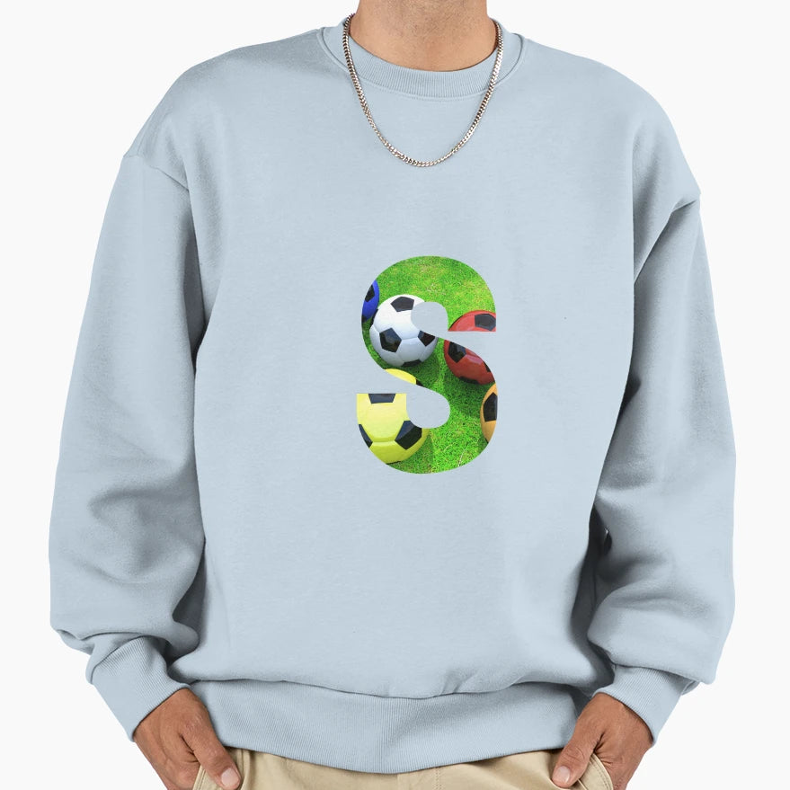 Soccer Balls Monogram Alphabet Letter S Sweatshirt - Unique Graphic Unisex - T-Shirt, Sweatshirt, Hoodie