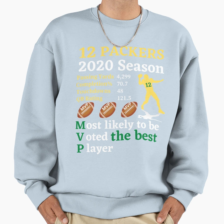 Packers Football Mvp 12 Sweatshirt - Fun Novelty Design for Adults - T-Shirt, Sweatshirt, Hoodie