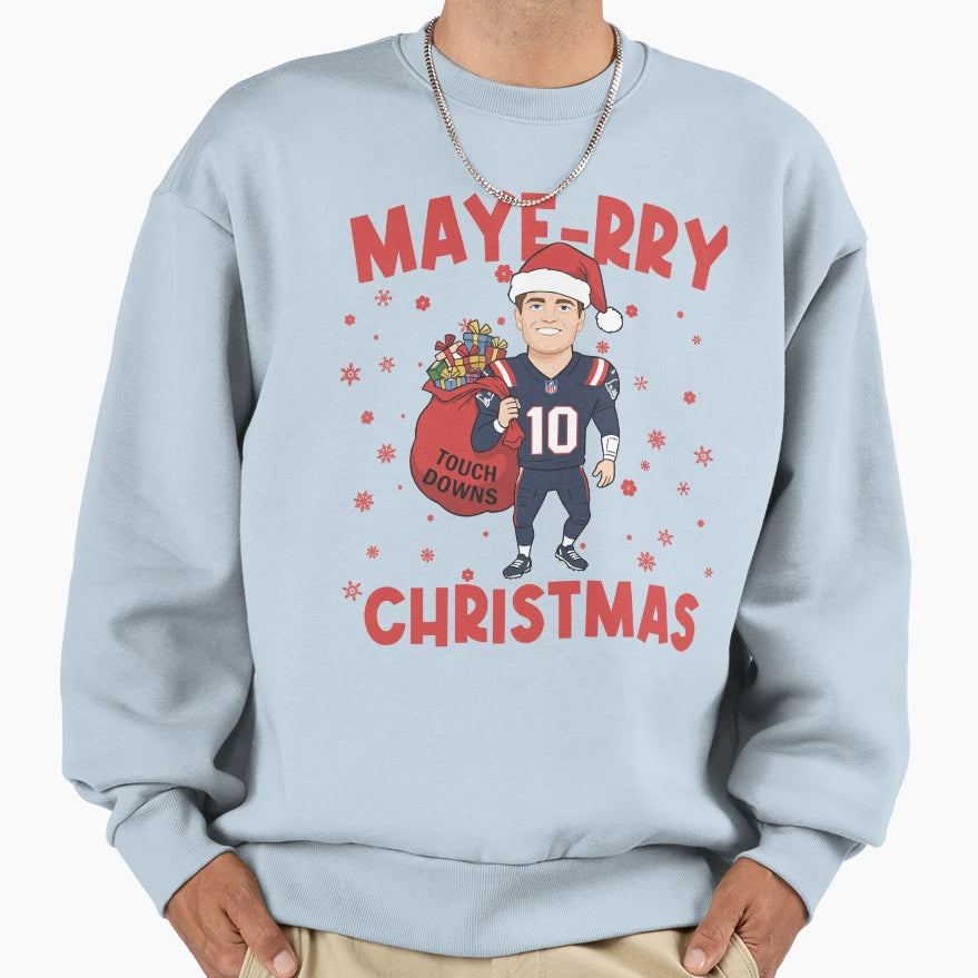 Drake Maye Santa Claus Touch Downs New Sweatshirt - Unique Graphic Unisex - T-Shirt, Sweatshirt, Hoodie