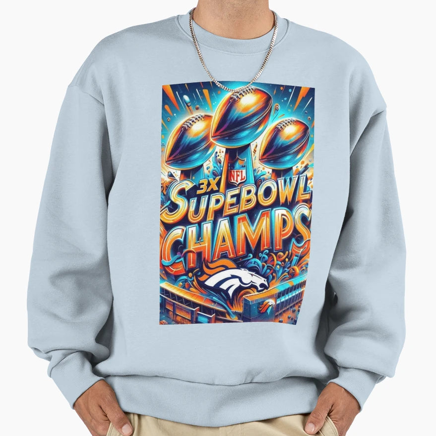 3X Superbowl Champs Sweatshirt - Unique Graphic Unisex - T-Shirt, Sweatshirt, Hoodie