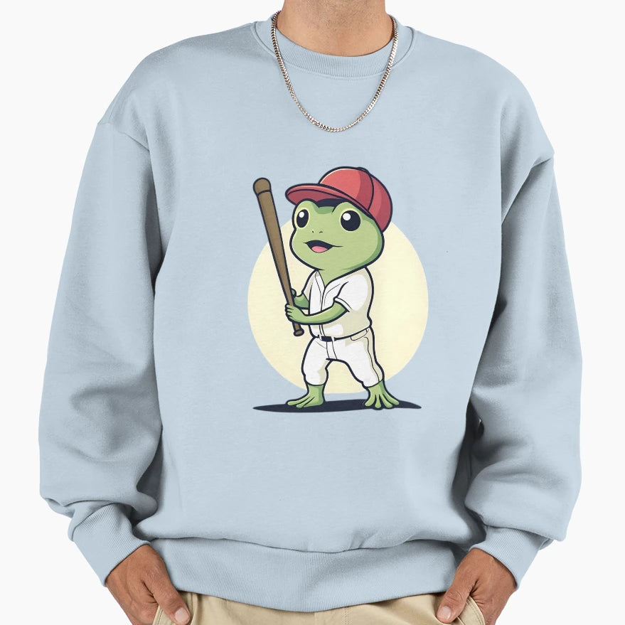 Baseball Player Frog Sweatshirt - Casual Everyday Wear for Adults - T-Shirt, Sweatshirt, Hoodie