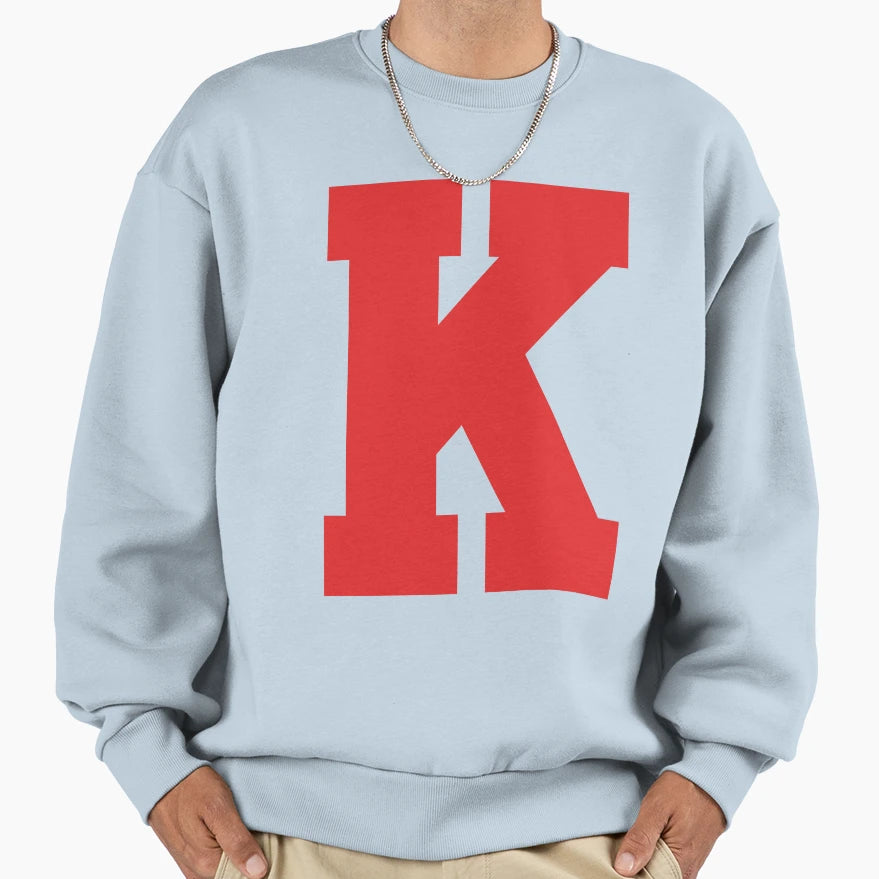 Alphabet Red K Sports Letter K Sweatshirt - Streetwear Style for Adults - T-Shirt, Sweatshirt, Hoodie