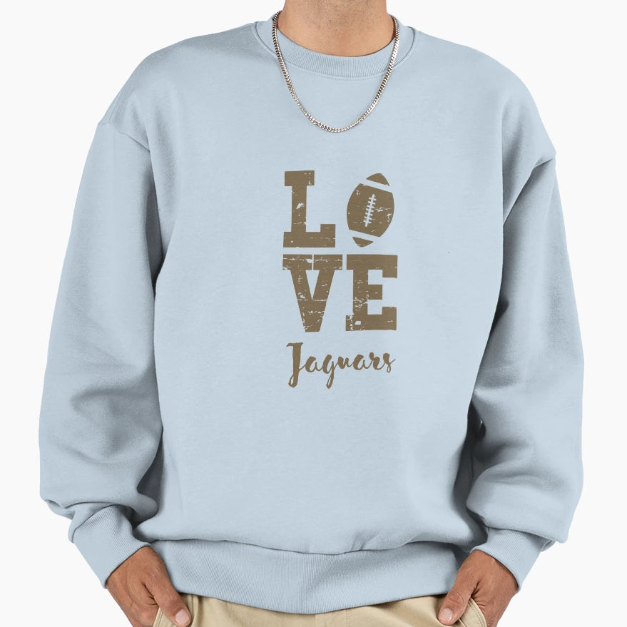 Gold Color Football Love Jaguars Sweatshirt - Aesthetic Graphic Men Women - T-Shirt, Sweatshirt, Hoodie