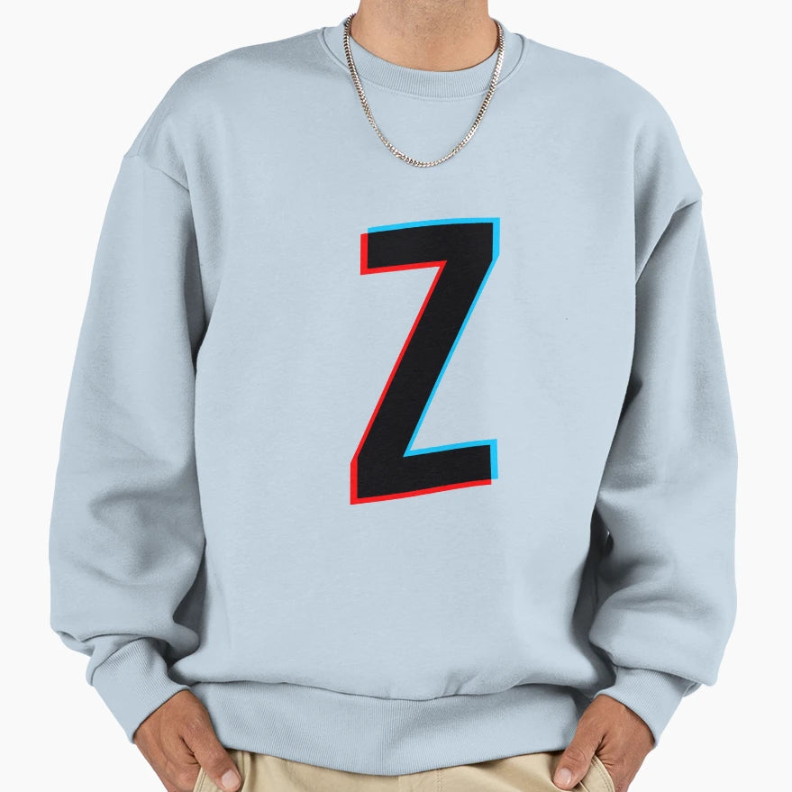 Black Letter Z Red And Blue Lines Sweatshirt - Trendy Graphic for Adults - T-Shirt, Sweatshirt, Hoodie