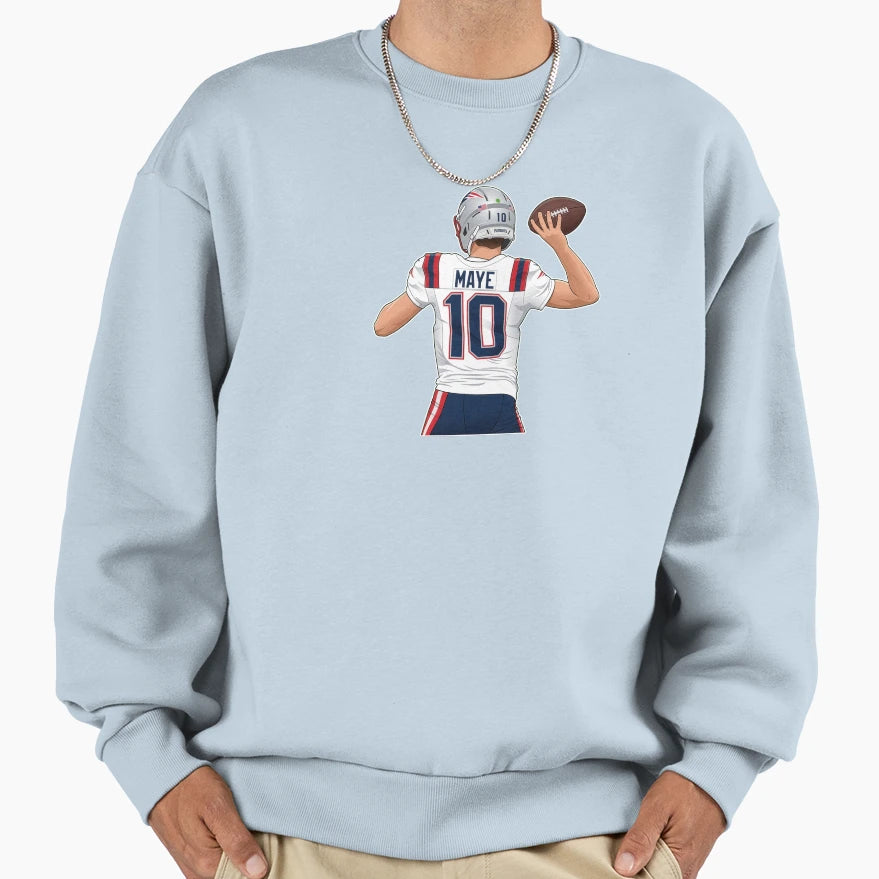 Drake Maye 10 Throwing Back Sweatshirt - Trendy Graphic Unisex - T-Shirt, Sweatshirt, Hoodie