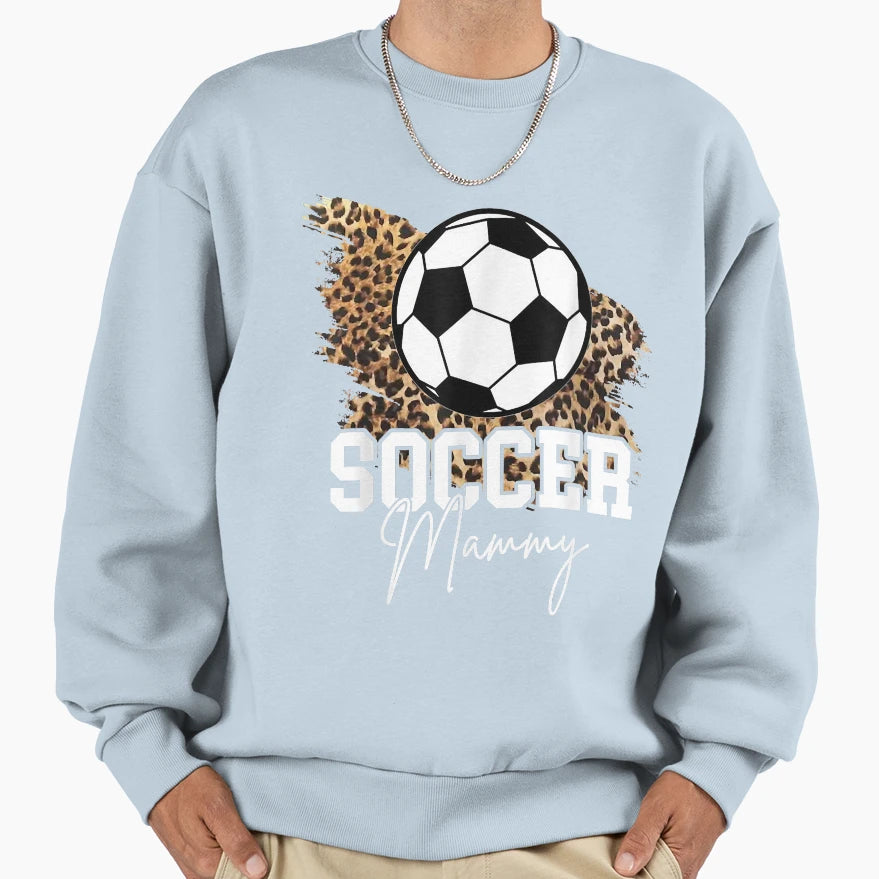 Soccer Mammy Leopard Heart Funny T-Shirt - Casual Everyday Wear Unisex - T-Shirt, Sweatshirt, Hoodie