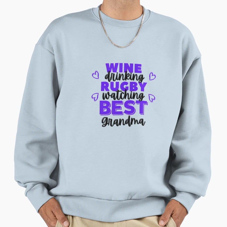 Wine Drinking Rugby Watching Best Sweatshirt - Streetwear Style for Adults - T-Shirt, Sweatshirt, Hoodie