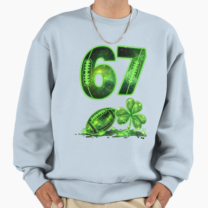 Glowing 67 Six Seven Football T-Shirt - Fun Novelty Design for Adults - T-Shirt, Sweatshirt, Hoodie