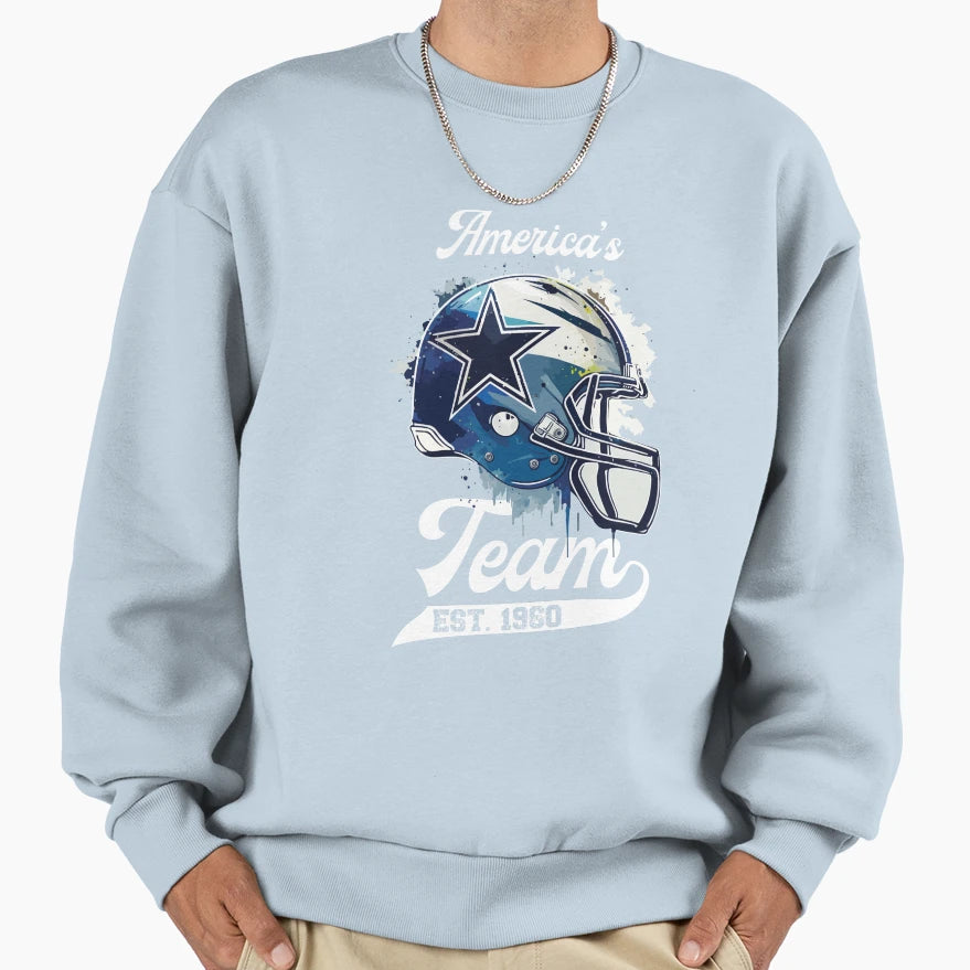 Cowboys Helmet Americas Team Sweatshirt - Novelty Apparel Unisex - T-Shirt, Sweatshirt, Hoodie