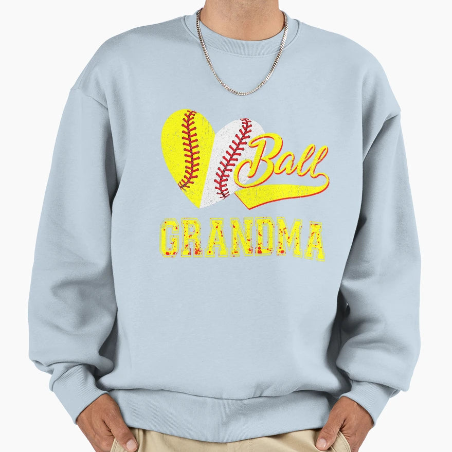 Baseball Softball Ball Heart Sweatshirt - Trendy Graphic for Adults - T-Shirt, Sweatshirt, Hoodie