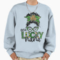 One Lucky Nana Messy Bun Leopard St Sweatshirt - Minimalist Print Unisex - T-Shirt, Sweatshirt, Hoodie