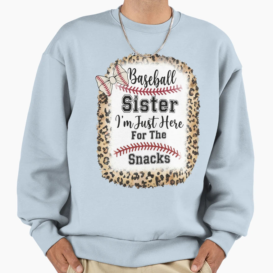 Leopard Baseball Sister Snack Lover Sweatshirt - Trendy Graphic Unisex - T-Shirt, Sweatshirt, Hoodie
