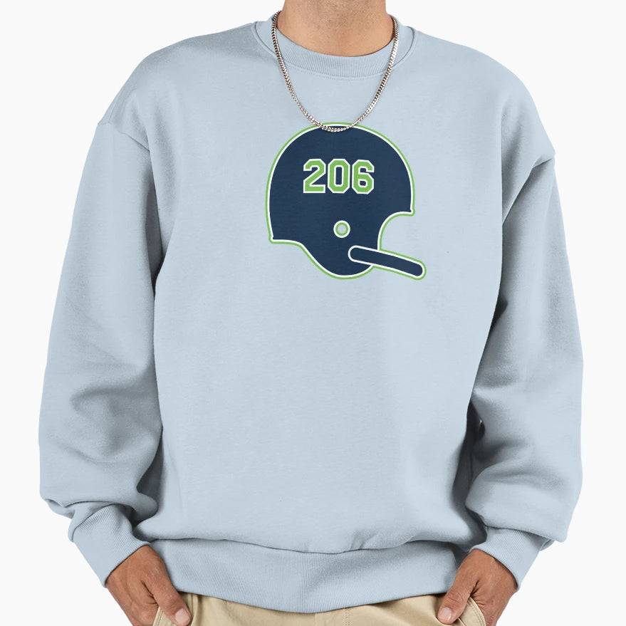 Seattle Seahawks 206 Helmet Sweatshirt - Custom Art Print Men Women - T-Shirt, Sweatshirt, Hoodie