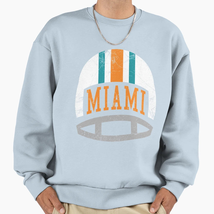 Miami Helmet Aqua Sweatshirt - Unique Graphic Men Women - T-Shirt, Sweatshirt, Hoodie