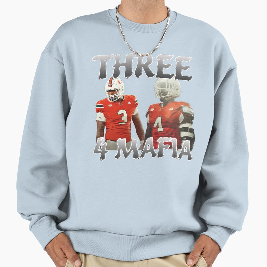 Three 4 Mafia Sweatshirt - Minimalist Print for Adults - T-Shirt, Sweatshirt, Hoodie