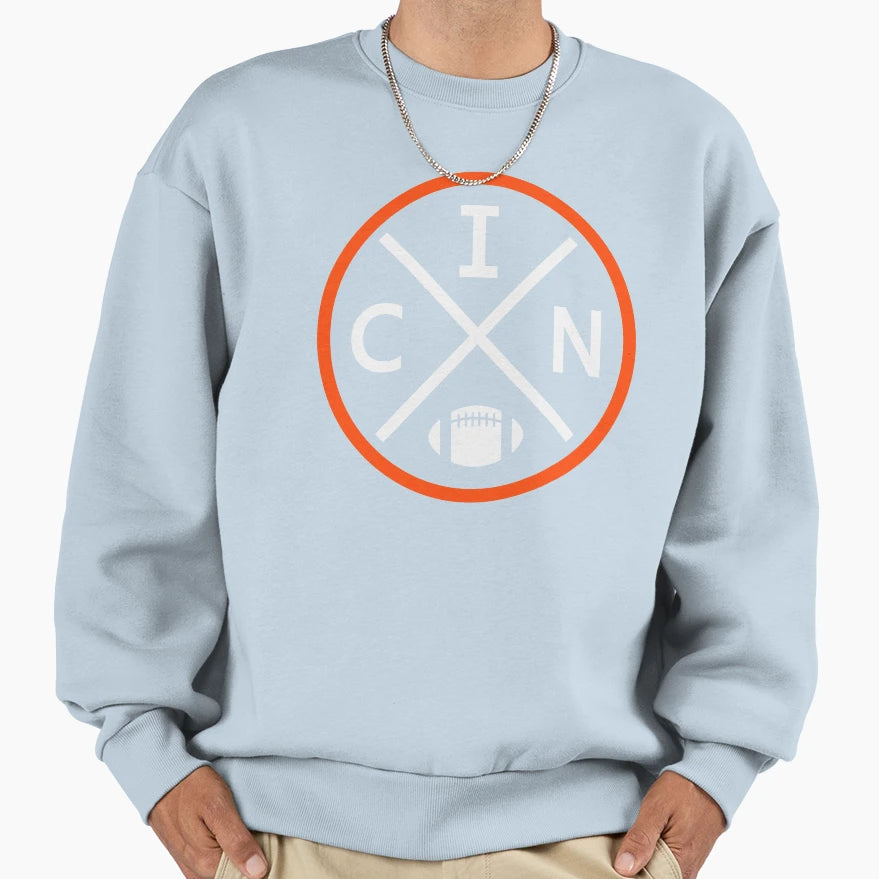 Cincinnati Football Emblem Cin Sweatshirt - Casual Everyday Wear Unisex - T-Shirt, Sweatshirt, Hoodie